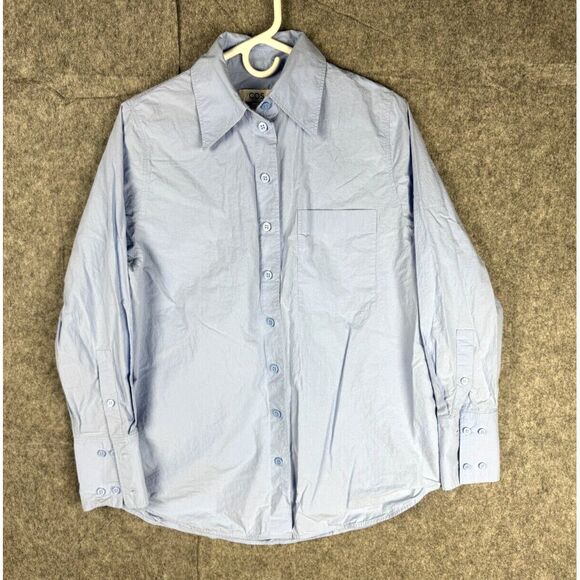 COS Shirt Women's Size 6 Blue Button Up Long Sleeve Cotton - Picture 2 of 9